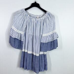 Surf Gypsy striped lightweight off the shoulder swimsuit cover up dress …